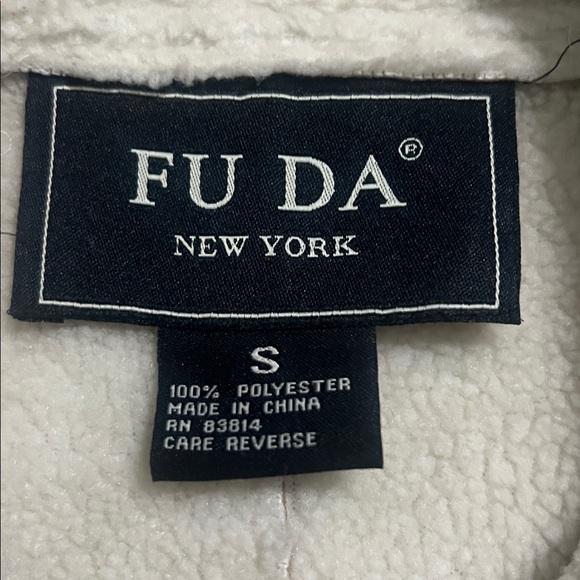 Vintage Y2K FU DA New York Tan Faux Suede Sherpa Lined Jacket Fleece Gorpcore - Picture 2 of 8